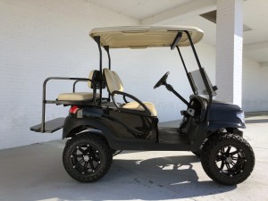 Black Alpha Golf Cart Club Car Precedent with Beige Seats Roof 04